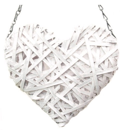Heart Shape Hanging Basket Small - White