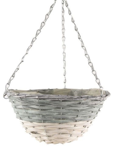 Dipped Grey/White Hanging Basket Round 12"