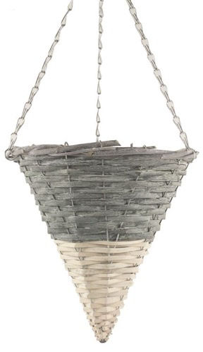 Dipped Grey/White Hanging Basket Cone 12"