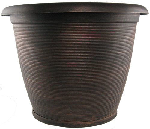 Helix Planter with Saucer 19" - Warm Copper