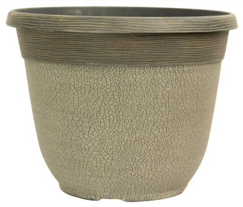 Crackle Planter 35cm - Concrete Grey